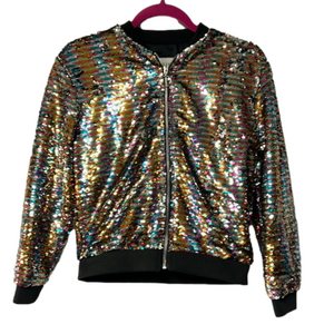 Girls Hayden Girls Multicolored sequined bomber jacket size L super cute